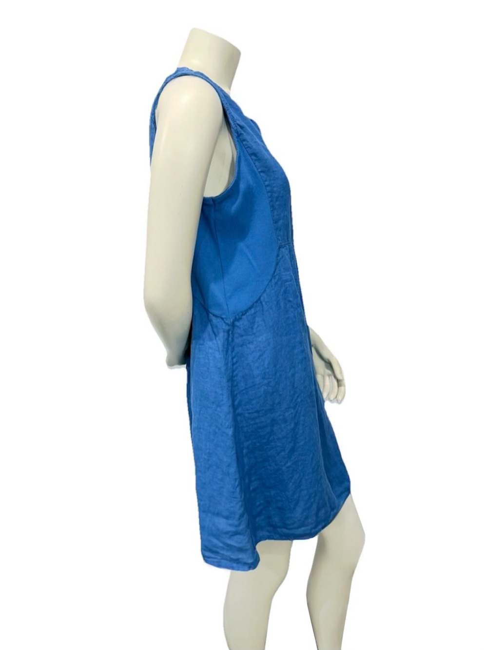 Terzo Millennio Linen Shift Dress L Blue Made in Italy Sleeveless - Picture 3 of 9
